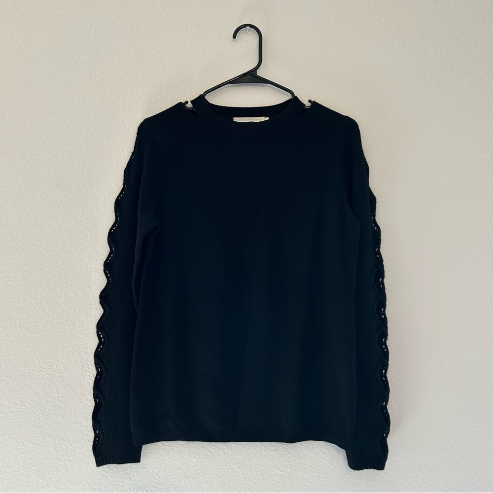 Anne Fontaine // Black Knit Ralph Crewneck Wool Blend Sweater